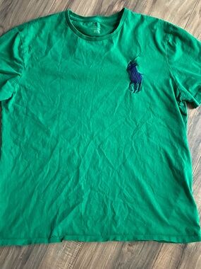 Polo by Ralph Lauren Green Crew Neck T‑Shirt with Navy Pony